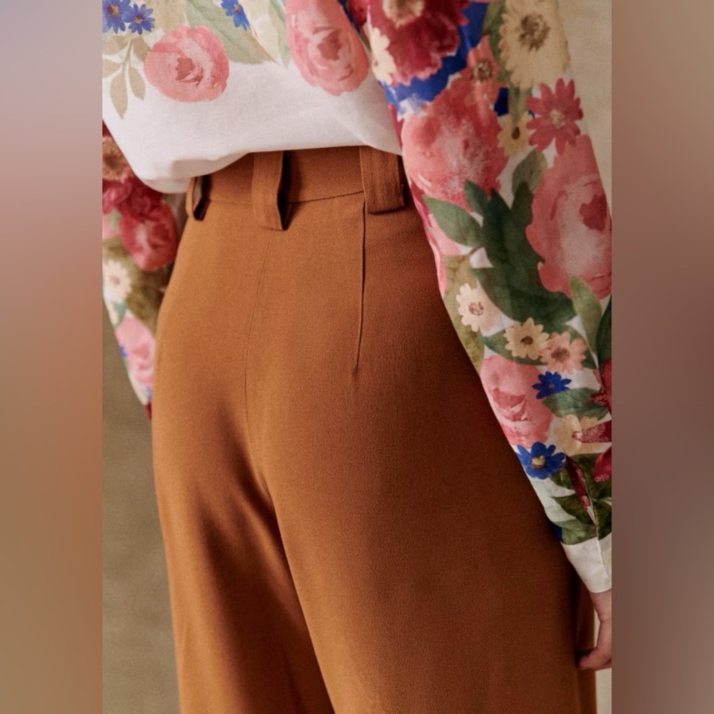 Sezane Loulou wide leg trouser in coffee - Picture 4 of 10